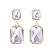 ( white)occidental style new geometry square ear stud Alloy diamond glass earrings retro occidental style exaggerating 