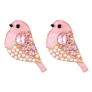 ( Pink)occidental style personality fully-jewelled samll lovely woman earrings enamel lovely animal Earring