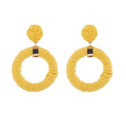 ( yellow)occidental style twining earrings brief handmade weave Round earring Bohemian style earrings