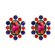 ( Color)trend colorful diamond earrings occidental style exaggerating Earring woman elegant fully-jewelled Round flower