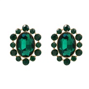 ( green)trend colorful diamond earrings occidental style exaggerating Earring woman elegant fully-jewelled Round flower