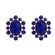 ( blue)trend colorful diamond earrings occidental style exaggerating Earring woman elegant fully-jewelled Round flowers