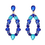 ( blue)trend colorful diamond earrings occidental style exaggerating Earring woman annular geometry briefearrings