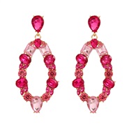 ( rose Red)trend colorful diamond earrings occidental style exaggerating Earring woman annular geometry briefearrings