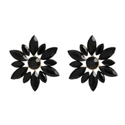 ( black) flowers ear stud occidental style earrings woman fashion elegant fully-jewelled flowers