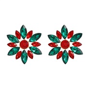 ( red and green) flowers ear stud occidental style earrings woman fashion elegant fully-jewelled flowers