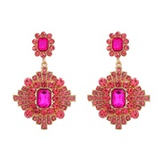 ( rose Red)trend colorful diamond earrings occidental style exaggerating Earring woman multilayer geometry fully-jewell