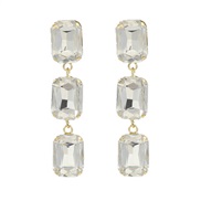 ( white)fashion colorful diamond earrings occidental style fully-jewelled multilayer square Rhinestone long style earri