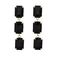 ( black)fashion colorful diamond earrings occidental style fully-jewelled multilayer square Rhinestone long style earri