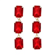 ( red)fashion colorful diamond earrings occidental style fully-jewelled multilayer square Rhinestone long style earring