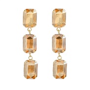 ( Gold)fashion colorful diamond earrings occidental style fully-jewelled multilayer square Rhinestone long style earrin