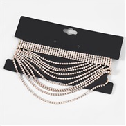 ( Gold)occidental style exaggerating Alloy diamond Rhinestone multilayer necklace woman fashion trend personalityneckla