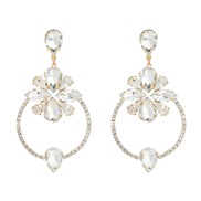 ( white)fashion colorful diamond earrings occidental style exaggerating Earring lady Rhinestone fully-jewelled flowers 
