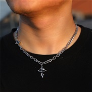 (MNZ  45baik) occidental style man necklace Metal chain Word pendant clavicle chain wind man necklace