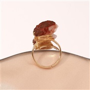 ( red) retro stone temperament all-Purpose trend fashion occidental style handmade weave ring