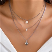 ( 1  White K 4637)occidental style all-Purpose imitate Pearl butterfly necklace set  retro brief Rhinestone tasselneckl