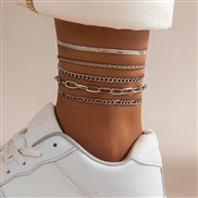 ( 1  White K 4573)occidental style  leisure Rhinestonenklet foot  brief snake chain chain Anklet