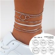 ( 2  White K 4593)occidental style  leisure Rhinestonenklet foot  brief snake chain chain Anklet