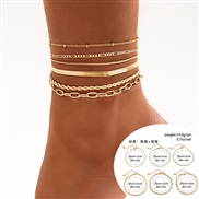 ( 4  Gold 4661)occidental style  leisure Rhinestonenklet foot  brief snake chain chain Anklet