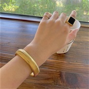 (16mm Gold)occidental style wind personality fashion snake pattern three layer elasticity bangle exaggerating textured 