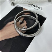 ( Silver1 mm)occidental style wind personality fashion snake pattern three layer elasticity bangle exaggerating texture