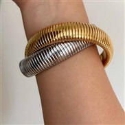 (gold silvery 15mm)occidental style wind personality fashion snake Double circle twining elasticity bangle temperament 
