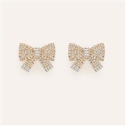 ( Gold)samll bow zircon earrings lady high ear stud Earring occidental styleearrings