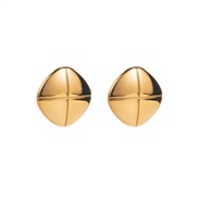 (2 Gold)E gold color retention samll wind earrings  square surface Irregular samll ear stud