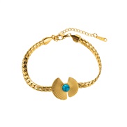 ( Bracelet)occidental styleI wind palace style sector turquoise necklace  personality creative stainless steel color re