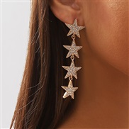 ( Gold)E Autumn and Winter fashion diamond multilayer star earrings  exaggerating long style tassel temperament earring