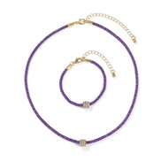 (purple)occidental style Bohemian style brief color necklace  samll retro chain bracelet chain set