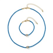 ( blue)occidental style Bohemian style brief color necklace  samll retro chain bracelet chain set