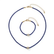 ( Dark blue)occidental style Bohemian style brief color necklace  samll retro chain bracelet chain set