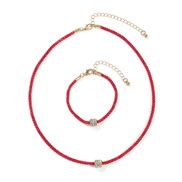 (red )occidental style Bohemian style brief color necklace  samll retro chain bracelet chain set