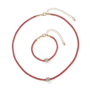 ( red)occidental style Bohemian style brief color necklace  samll retro chain bracelet chain set