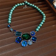 ( necklace  green  blue)diamond Irregular Oval Round Pearl necklace high medium sweater chain retro palace wind