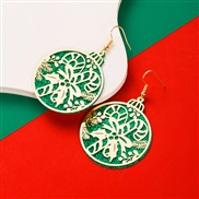 ( green )occidental style christmas hollow Double layer Alloy sequin earrings fashion christmas tree deer Earring