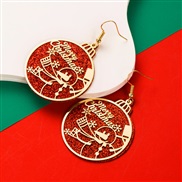 ( red )occidental style christmas hollow Double layer Alloy sequin earrings fashion christmas tree deer Earring