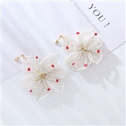 ( white)occidental style creativeins wind exaggerating flowers earrings  handmade beads Bohemia high