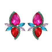 ( Color)colorful diamond earrings diamond flowers ear stud woman occidental style exaggerating fully-jewelled