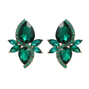 ( green)colorful diamond earrings diamond flowers ear stud woman occidental style exaggerating fully-jewelled