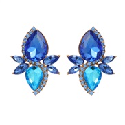 ( blue)colorful diamond earrings diamond flowers ear stud woman occidental style exaggerating fully-jewelled