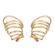 ( Gold)Autumn and Winter Alloy earrings exaggerating occidental style Earring woman brief multilayer cirque