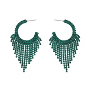 ( green)colorful diamond earrings Round tassel Earring woman occidental style exaggerating banquet samll styleearrings