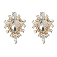 ( white) colorful diamond earrings fully-jewelled flowers ear stud woman occidental style exaggeratingearrings