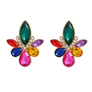 ( Color)colorful diamond earrings fully-jewelled flowers ear stud woman occidental style exaggeratingearrings