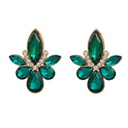 ( green)colorful diamond earrings fully-jewelled flowers ear stud woman occidental style exaggeratingearrings