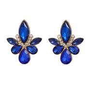 ( blue)colorful diamond earrings fully-jewelled flowers ear stud woman occidental style exaggeratingearrings