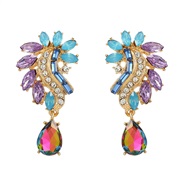 ( Color) colorful diamond earrings flowers drop earring woman occidental style exaggerating Earring samll