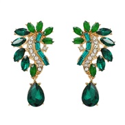 ( green) colorful diamond earrings flowers drop earring woman occidental style exaggerating Earring samll